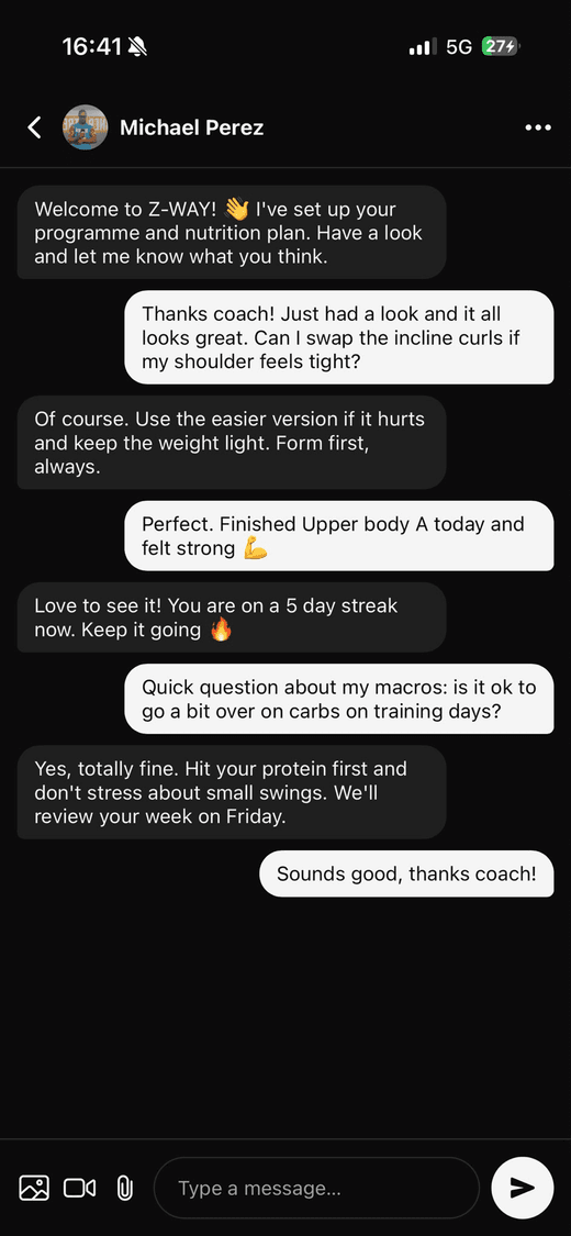 Messaging a coach